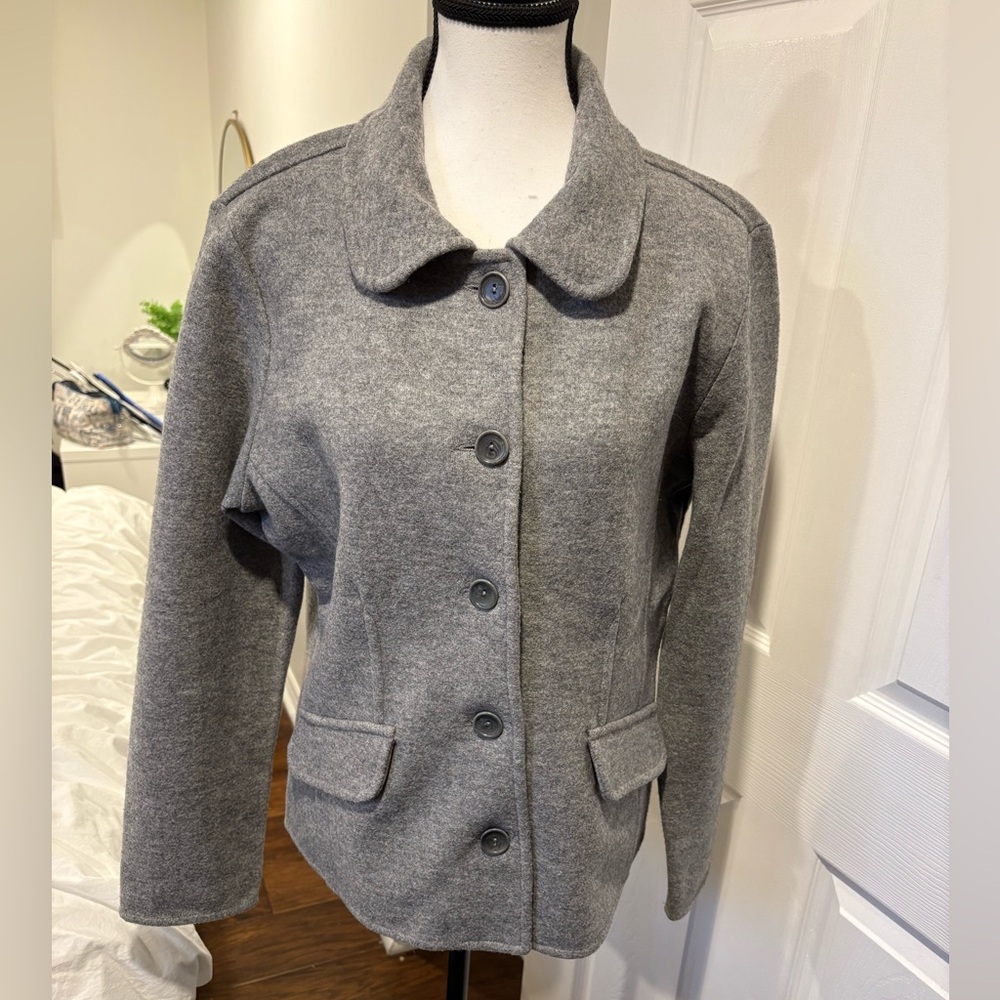 Talbots Alpaca Wool Blend Jacket Coat Gray Button Front Women’s Large